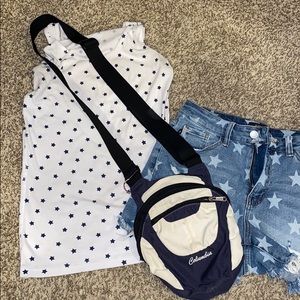 Crossbody hiking bag COLUMBIA BLUE AND OFF WHITE